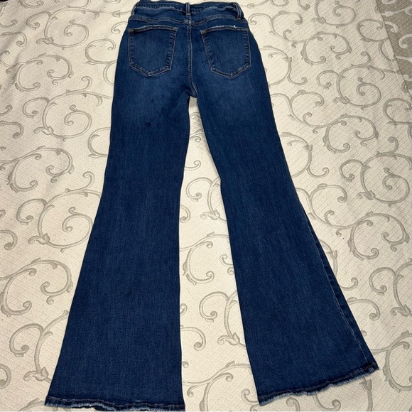 Risen Dark Wash Denim Flare Wide Leg Western Blue Jeans Sz 29 - Picture 3 of 11